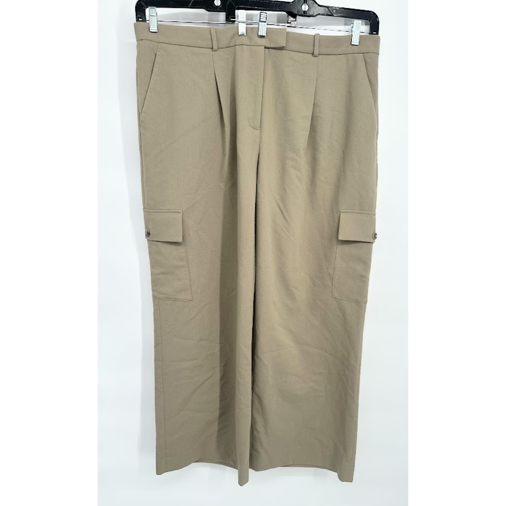 Abercrombie & Fitch Harper Tailored Ultra Wide Leg Cargo Pants‎ Size 35 Long Tan